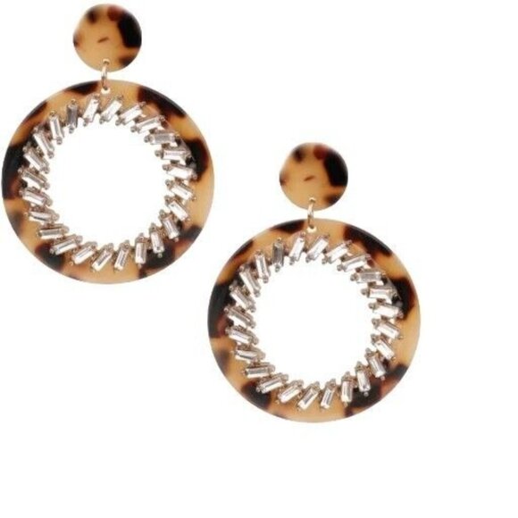 Odette Sunshine Brown Tortoise Shell Acrylic Pierced Earrings - Picture 1 of 3